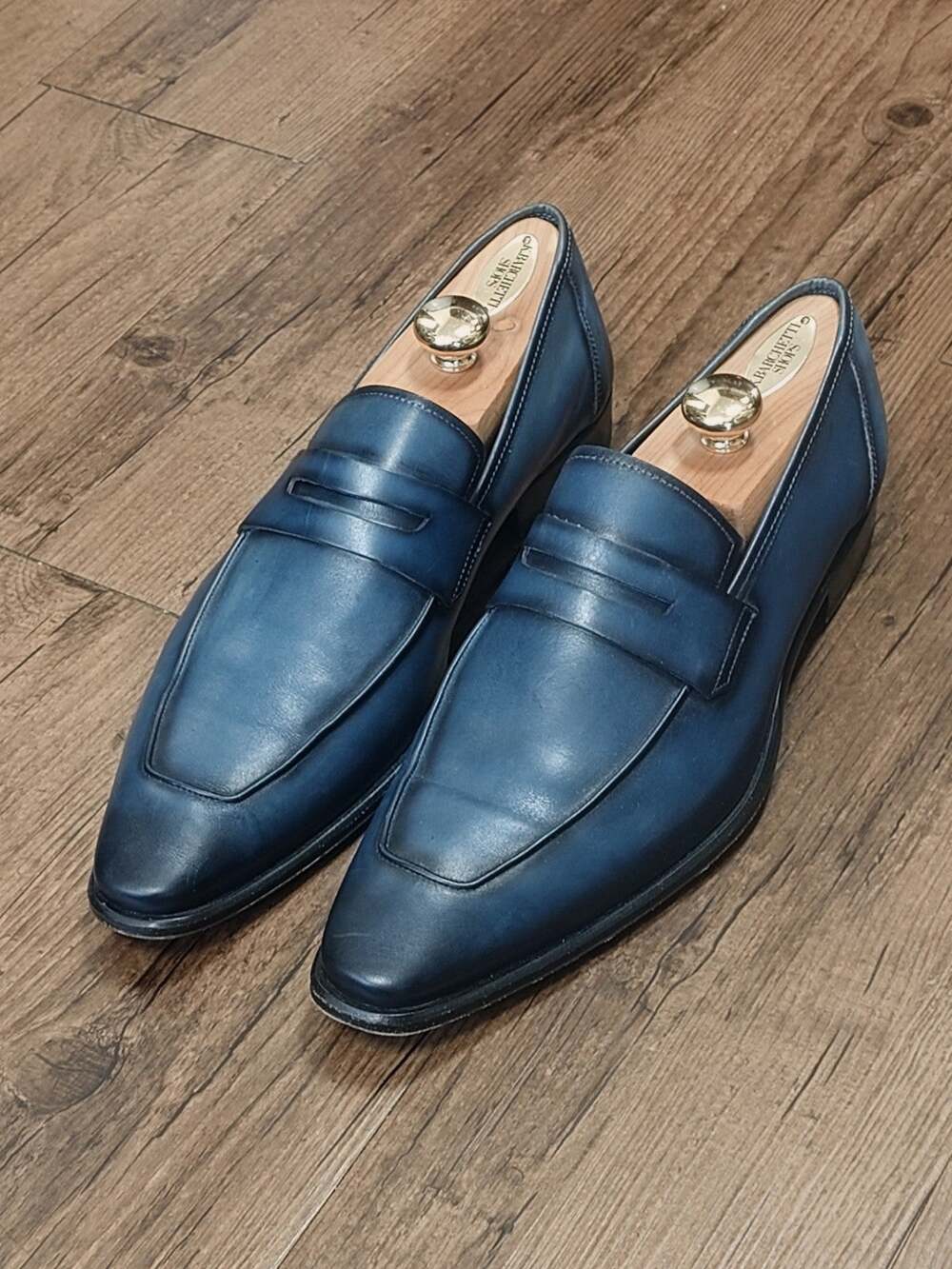 Mezlan Marcus Slip-On Men's Dress Shoe Calfskin Loafer Blue Size 10.5 M